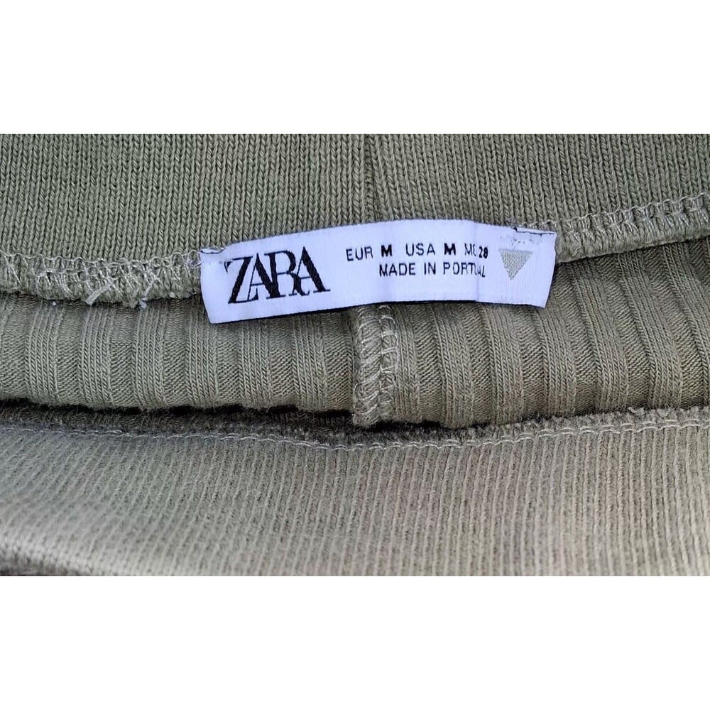 Zara Ribbed Knit Midi Bodycon Skirt M Sage Green Minimalist Quiet Luxury - Picture 6 of 6